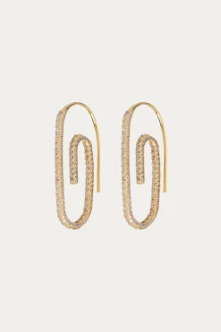 Luv AJ PAVE PAPER CLIP EARRINGS