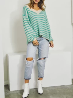 STRIPED V-NECK SWEATER -Varley Store ScreenShot2021 10 05at2.11.05AM