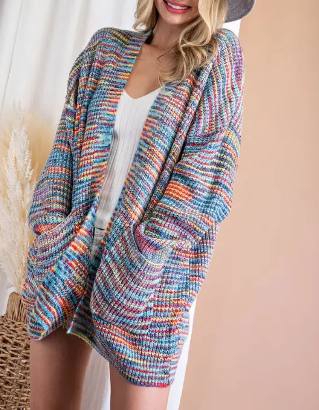 RAINBOW OPEN-FRONT KNIT CARDIGAN 4 RAINBOW OPEN-FRONT KNIT CARDIGAN - Image 4