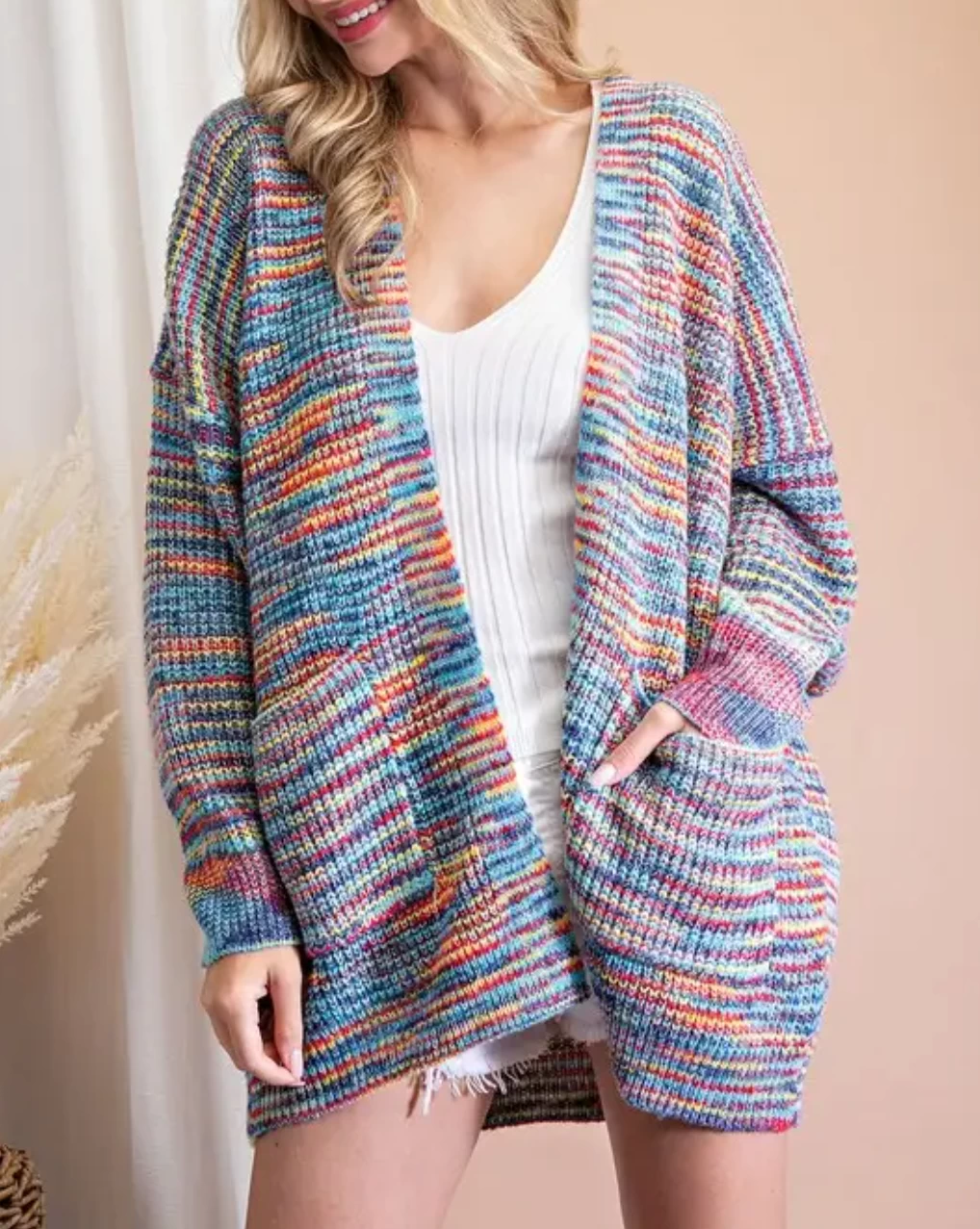 RAINBOW OPEN-FRONT KNIT CARDIGAN 6 RAINBOW OPEN-FRONT KNIT CARDIGAN - Image 6