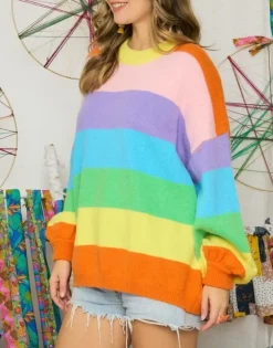 RAINBOW STRIPED CREWNECK SWEATER 6 RAINBOW STRIPED CREWNECK SWEATER -Varley Store ScreenShot2021 11 29at4.51.05PM