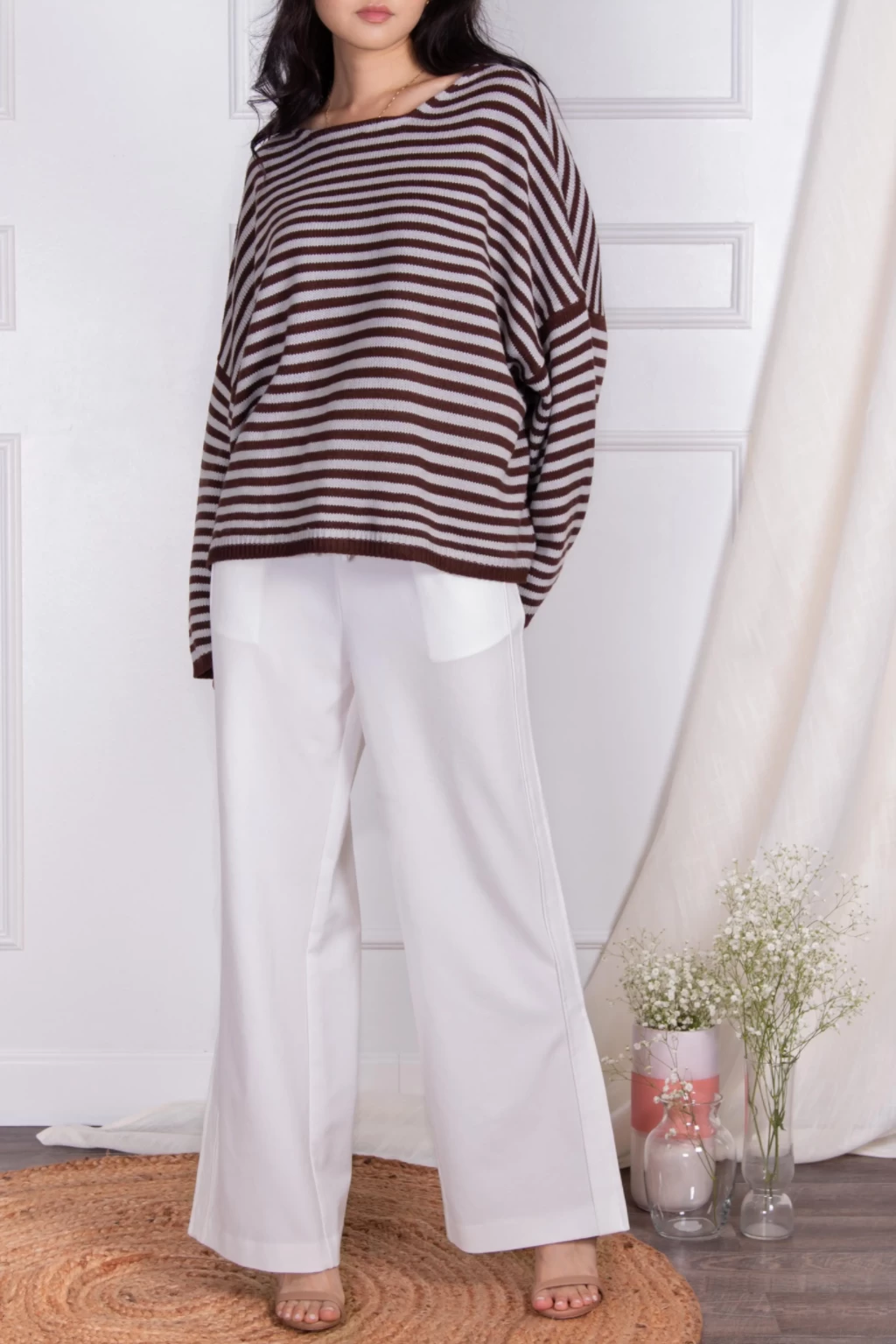 DROPPED-SHOULDER STRIPED KNIT SWEATER 2 DROPPED-SHOULDER STRIPED KNIT SWEATER - Image 2