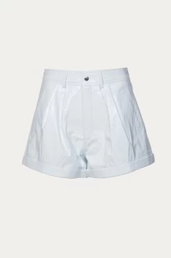 THE KOOPLES LEATHER WHITE SHORTS