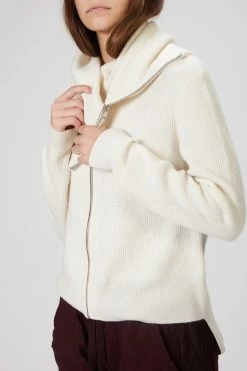 LUXE CASHMERE RIBBED ZIP UP JACKET -Varley Store SilenceCoStudioOnModelDec320207105