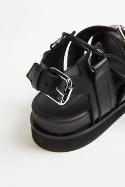 THE KOOPLES BLACK WEDGE SANDALS WITH ANKLE TIE -Varley Store TheSilenceCoAccessoriesApril2320210444