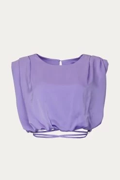 CROPPED STRETCH-SATIN WRAP TOP