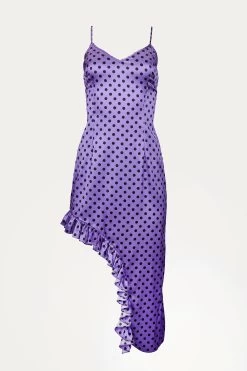 NEBULA ASYMMETRIC RUFFLED SILK DRESS