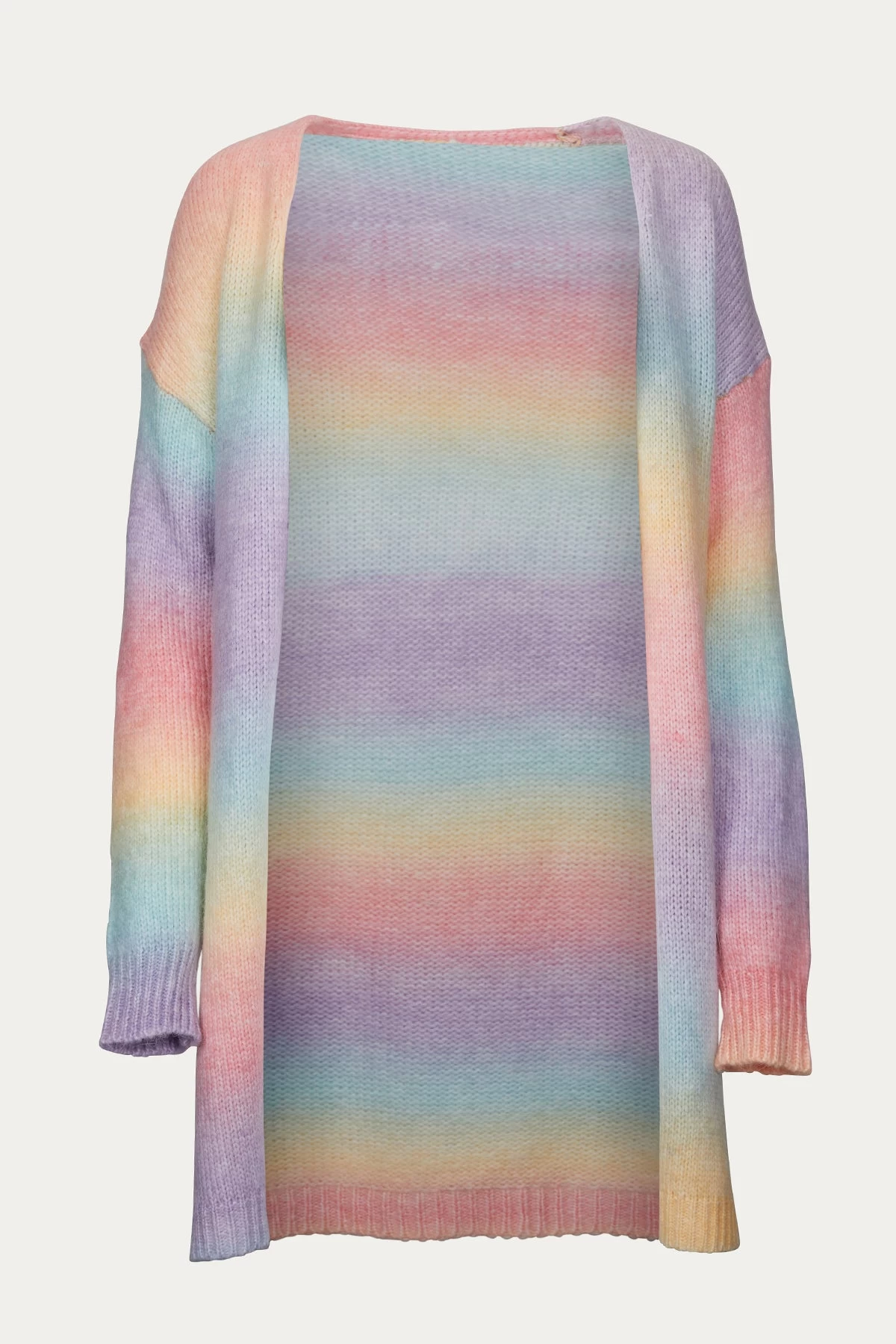 OPEN-FRONT RAINBOW CARDIGAN 1 OPEN-FRONT RAINBOW CARDIGAN