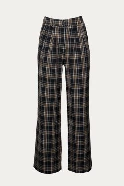 CHECKED COTTON-BLEND TWILL WIDE-LEG PANTS