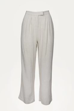 PLEATED HIGH-RISE LINEN-BLEND PANTS