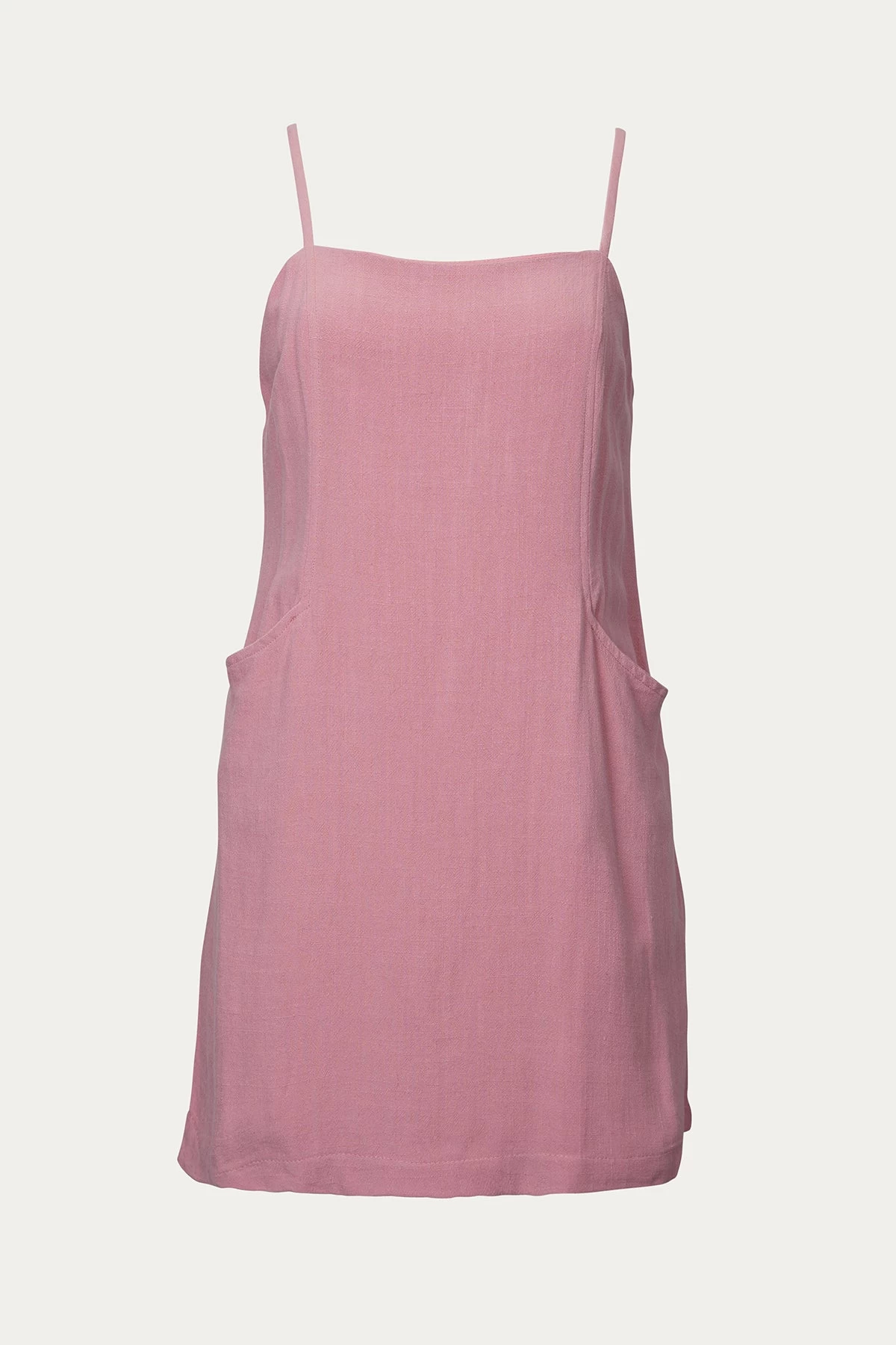 FRONT-POCKET LINEN-BLEND MINI DRESS 1 FRONT-POCKET LINEN-BLEND MINI DRESS