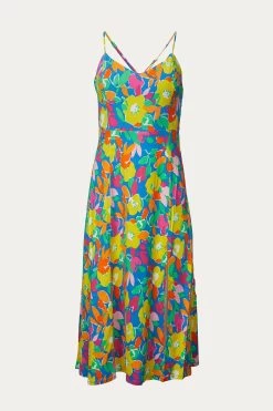 YARA FLORAL-PRINT STRETCH-RAYON MIDI DRESS