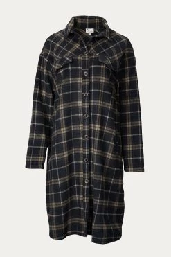 LONG CHECKED BRUSHED FLANNEL JACKET