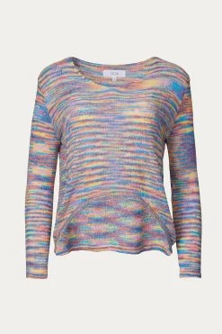 CROPPED SPACE-DYED SLUB-KNIT SWEATER