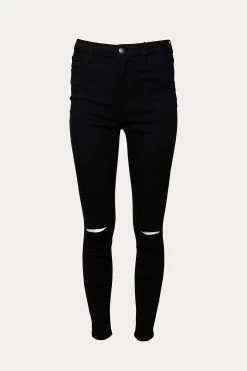 HIGH-RISE DISTRESSED SKINNY JEANS