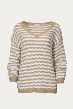 STRIPED V-NECK KNIT SWEATER