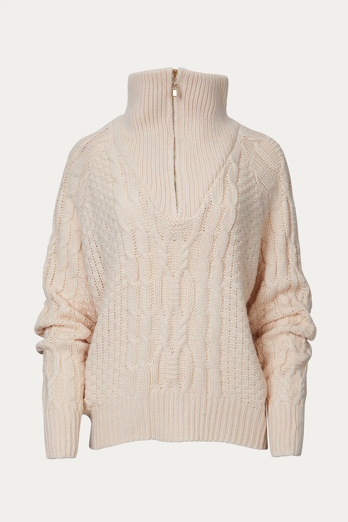 OVERSIZED CABLE-KNIT HALF-ZIP SWEATER 1 OVERSIZED CABLE-KNIT HALF-ZIP SWEATER