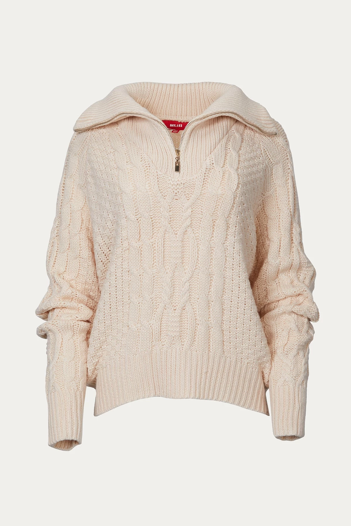 OVERSIZED CABLE-KNIT HALF-ZIP SWEATER 2 OVERSIZED CABLE-KNIT HALF-ZIP SWEATER - Image 2