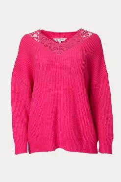 LACE-TRIMMED KNIT SWEATER