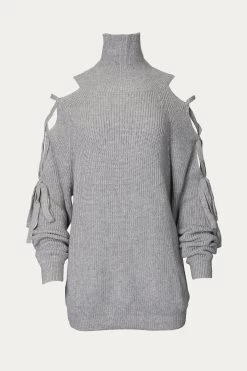 LACE-UP SHOULDER SWEATER
