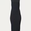 WILLOW RIBBED JERSEY OPEN-BACK SLEEVELESS TURTLENECK DRESS