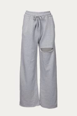 DISTRESSED WIDE-LEG SWEATPANTS