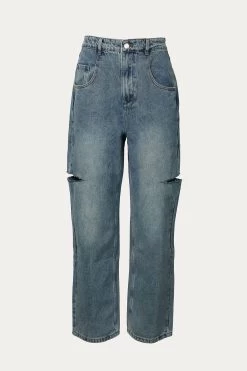 CUTOUT HIGH-WAIST JEANS