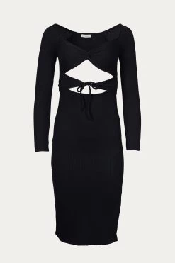 SOLID RIB CROSS FRONT MIDI DRESS