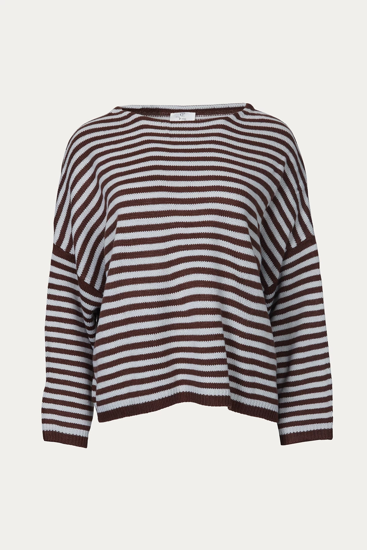 DROPPED-SHOULDER STRIPED KNIT SWEATER 1 DROPPED-SHOULDER STRIPED KNIT SWEATER