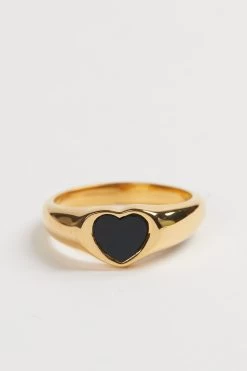 BLACK HEART GOLD RING