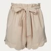 HIGH-WAISTED SCALLOP TRIM SHORTS