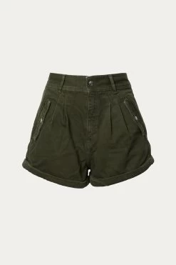 THE KOOPLES STRETCH LINEN KHAKI SHORTS