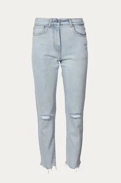 MSGM RIPPED-DETAILING CROPPED JEANS