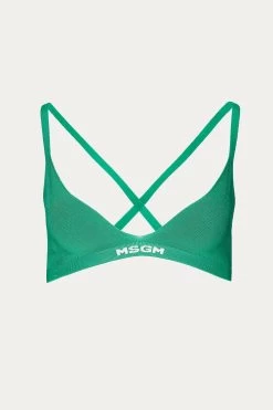 MSGM RIBBED KNIT LOGO-HEM BRA