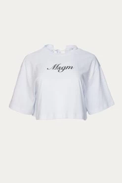 MSGM OPEN-BACK CROPPED T-SHIRT