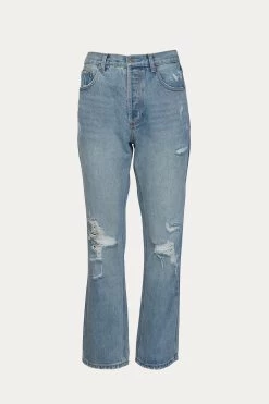DISTRESSED STRAIGHT-LEG JEANS