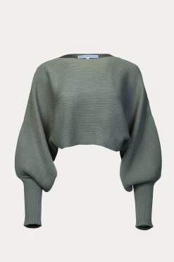 BOXY DOLMAN-SLEEVE CROPPED SWEATER