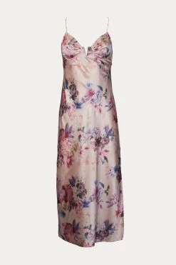 FLORAL SATIN BUSTIER SLIP DRESS