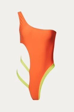 ABSTRACT ONE-SHOULDER SWIMSUIT