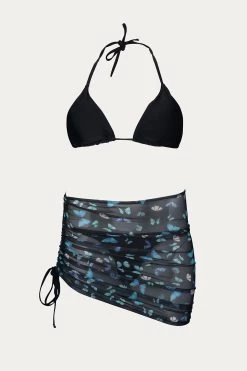 BUTTERFLY SKIRT THREE-PIECE BIKINI SET