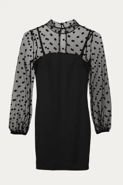 POLKA DOT MESH SLEEVE MINI DRESS