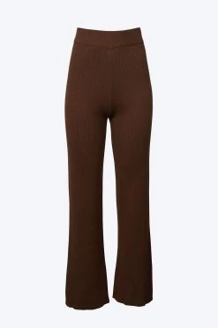 RIBBED-KNIT STRAIGHT-LEG PANTS