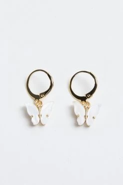 ATHENA GOLD-PLATED BUTTERFLY CHARM HUGGIE EARRINGS