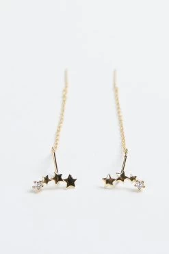 ARYA GOLD-PLATED STAR THREADER EARRINGS