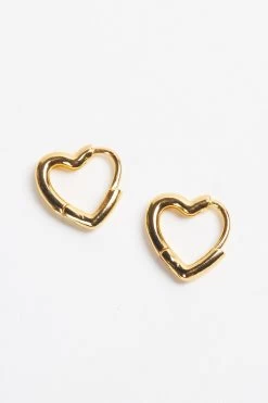 BROOKE GOLD-PLATED HEART HOOP EARRINGS