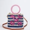 SHELLY EMBROIDERED RAFFIA CROSS-BODY WRISTLET BAG