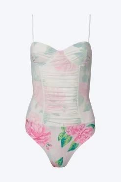 KAT CORSET RUCHED MESH BODYSUIT