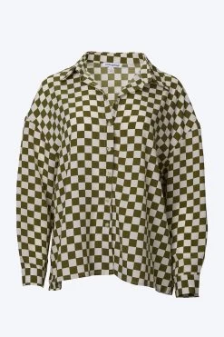 OVERSIZED CHECKERED-PRINT WOVEN SHIRT