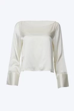 SLASHED CUFF SILK TOP
