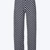 CHECKERED PLISSÉ-KNIT WIDE-LEG PANTS